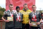 From left to right: Derek Hawkins (Leeds) 2nd, Yared Hagos (Wallsend) winner, Steve Cram and James Bullman (New Marske) 3rd in the Sunderand City Half Marathon. Photo: David T. Hewitson/Sports for All Pics